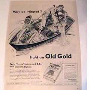 1945 Old Gold Cigarette Mag Print Ad Sailor Boat